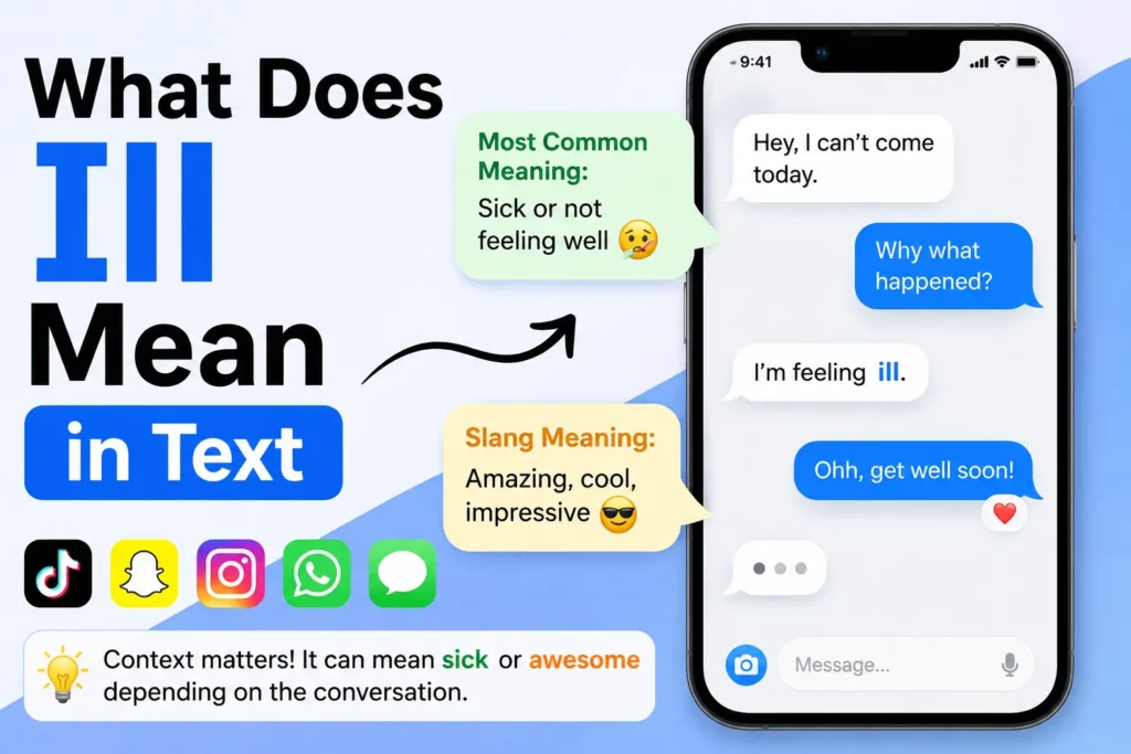 What Does Ill Mean in Text